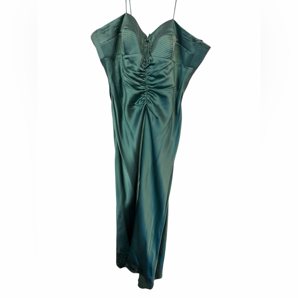 Sunny Choi - Chic Emerald Green Silk Slip Dress - Wedding - Size 14 - Picture 2 of 4
